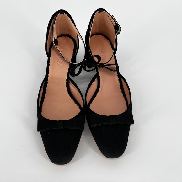 J. Crew Millie Bow Ankle Strap heels black -10 - Picture 5 of 12